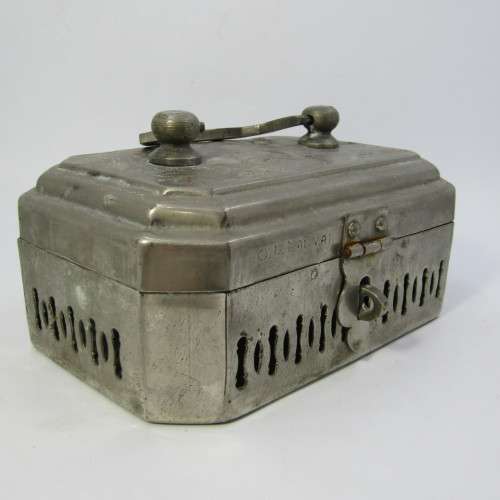 Antique writing travel tin engraved O.L. Dal. Val