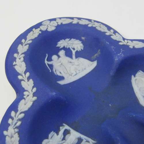 Vintage dark blue jasper ware trinket bowl