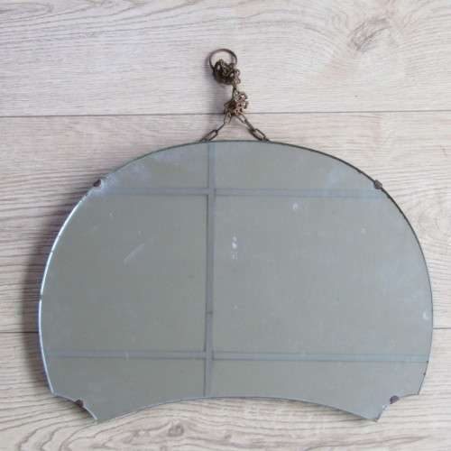 Antique wall mirror with chain - 41 x 27,5cm