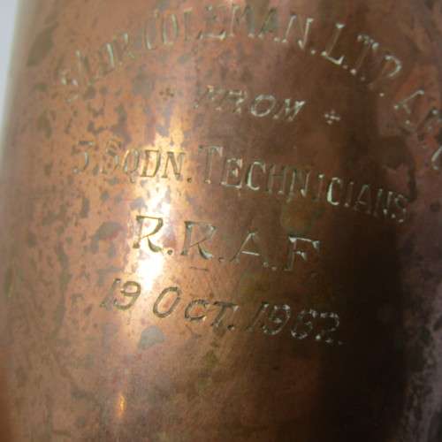 Squadron leader Coleman L.T.P  A.F.C mug from 3 Squadron Technicians Royal Rhodesian Air Force 1962