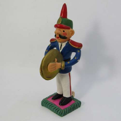Pair of ceramic musician figurines with whistle - handmade