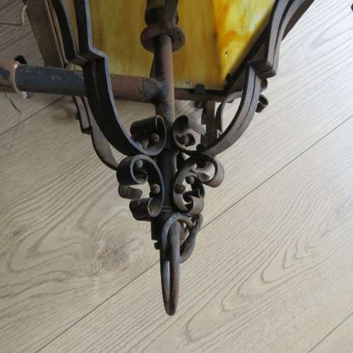 Vintage electrical wall lamp with white and yellow milk glass sides