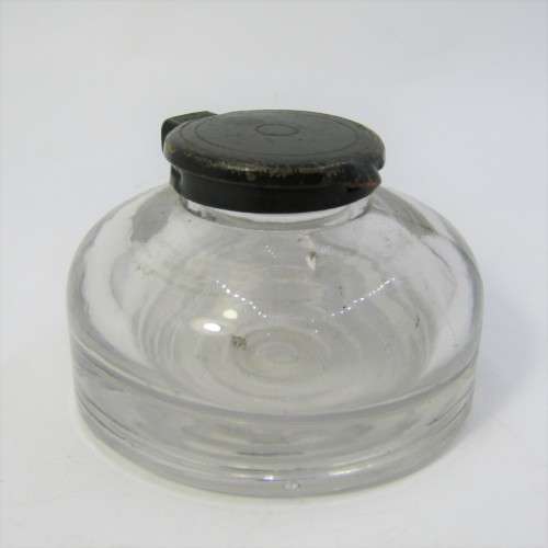 Vintage glass ink well with lid