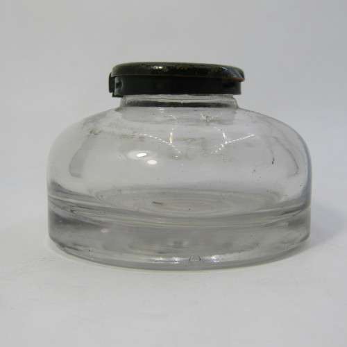 Vintage glass ink well with lid