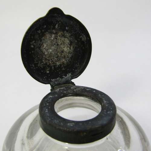 Vintage glass ink well with lid