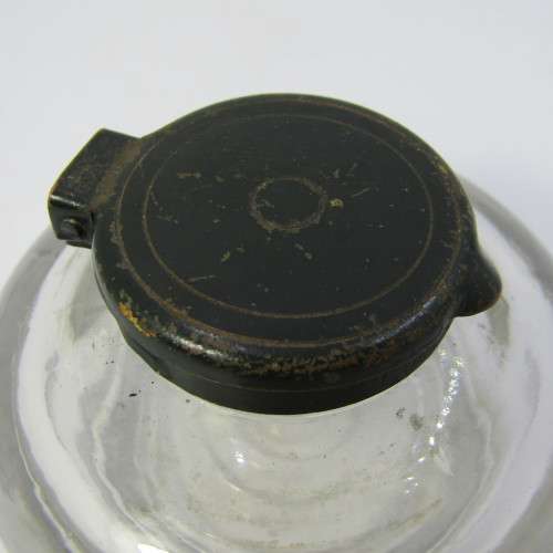 Vintage glass ink well with lid