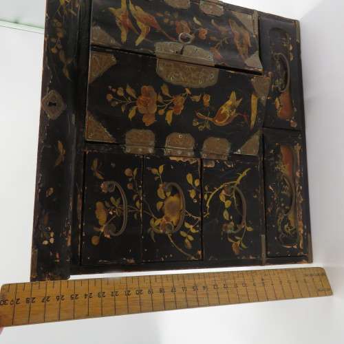 Antique Asian hand painted writing bureau