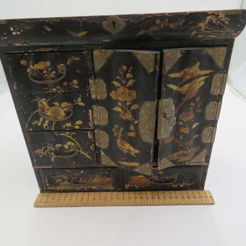 Antique Asian hand painted writing bureau