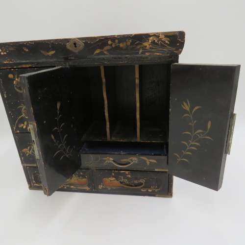 Antique Asian hand painted writing bureau