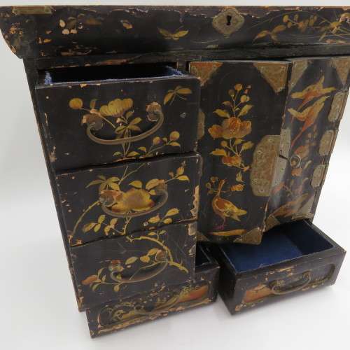 Antique Asian hand painted writing bureau