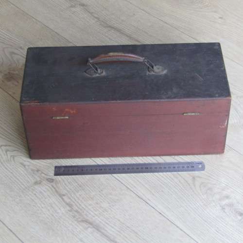 Antique wooden First Aid box with contents