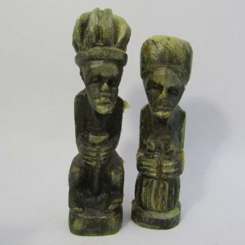 African soap stone carved chess set in suit case