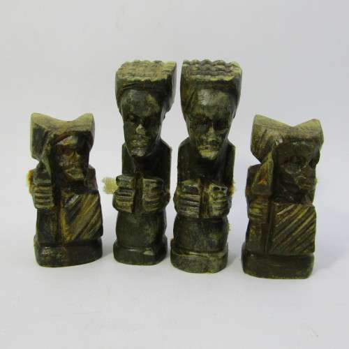 African soap stone carved chess set in suit case