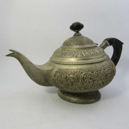 Vintage Eastern silver plated tea set - tea pot, milk jug, sugar bowl and tray
