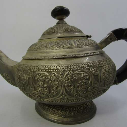 Vintage Eastern silver plated tea set - tea pot, milk jug, sugar bowl and tray