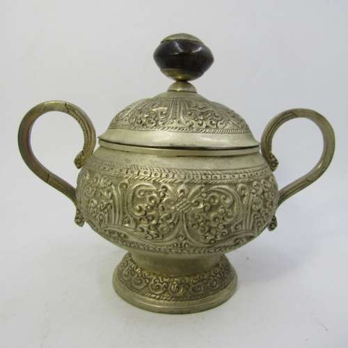 Vintage Eastern silver plated tea set - tea pot, milk jug, sugar bowl and tray