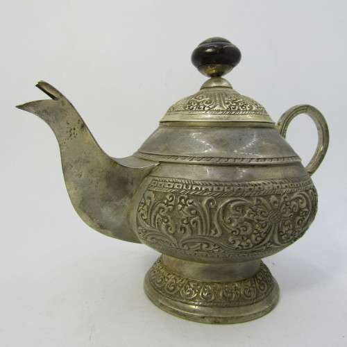 Vintage Eastern silver plated tea set - tea pot, milk jug, sugar bowl and tray