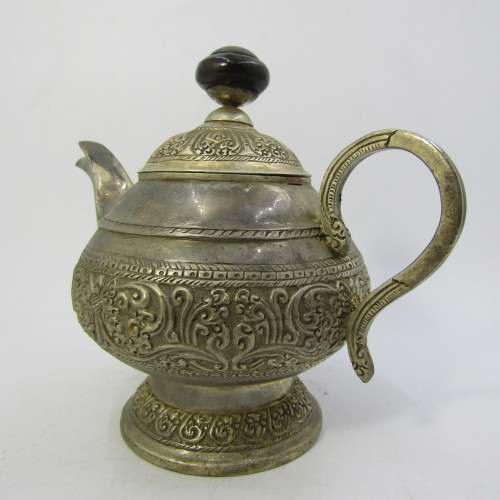 Vintage Eastern silver plated tea set - tea pot, milk jug, sugar bowl and tray