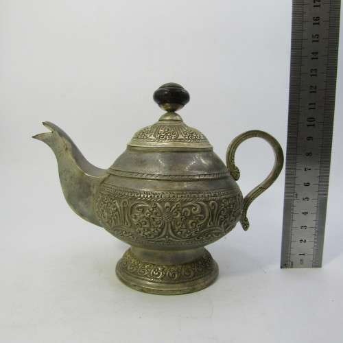 Vintage Eastern silver plated tea set - tea pot, milk jug, sugar bowl and tray