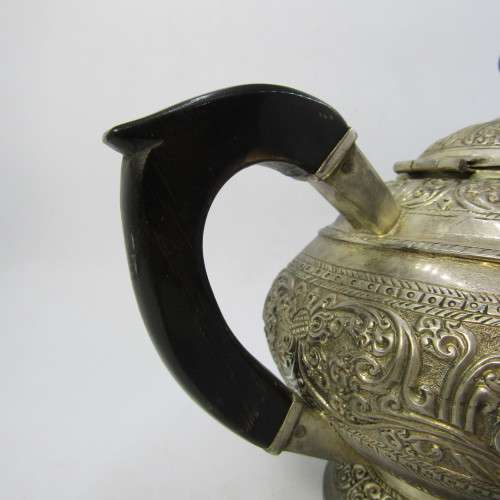 Vintage Eastern silver plated tea set - tea pot, milk jug, sugar bowl and tray