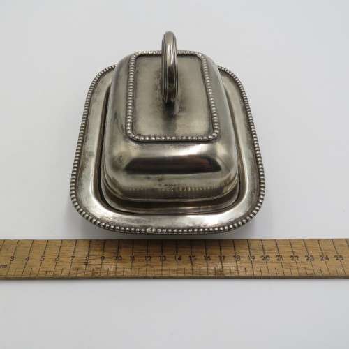 Vintage silver plated butter dish with glass