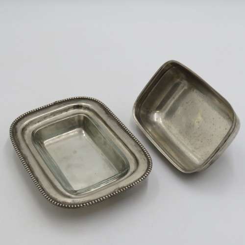Vintage silver plated butter dish with glass