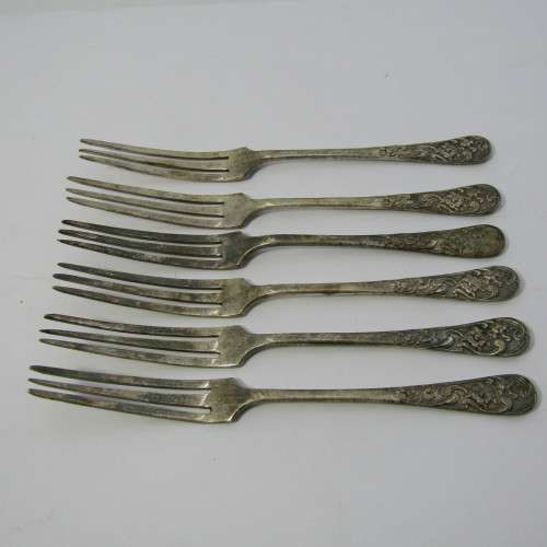 Vintage silver plated pickle forks in box