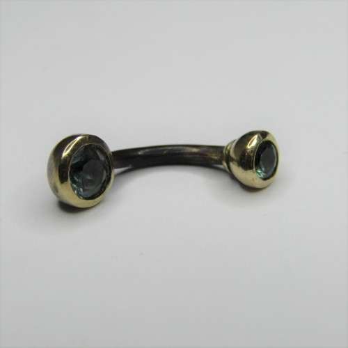 9kt Gold belly ring with Aquamarines - weighs 1,1g