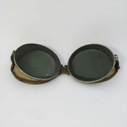 Pair of antique / vintage motorcycle glasses - no strap