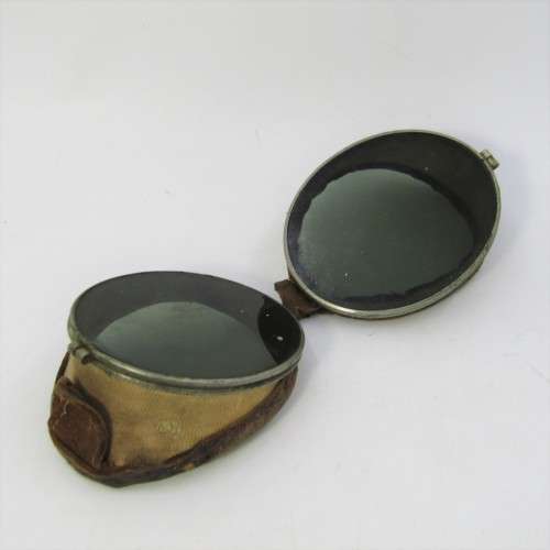 Pair of antique / vintage motorcycle glasses - no strap