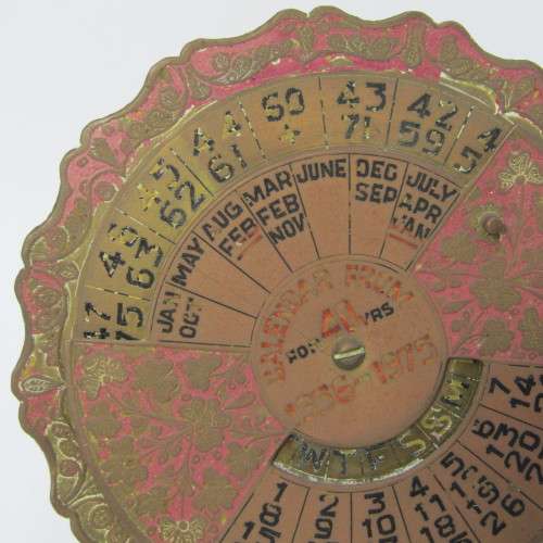 Vintage 1936-1975 brass 40 year calendar