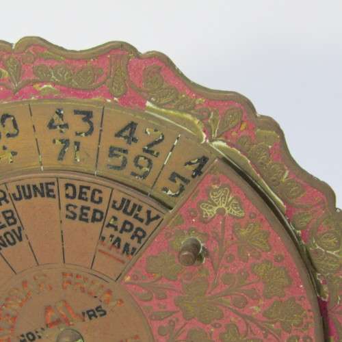 Vintage 1936-1975 brass 40 year calendar
