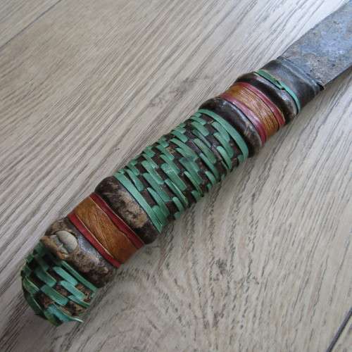 Very Old African handmade dagger with leather work