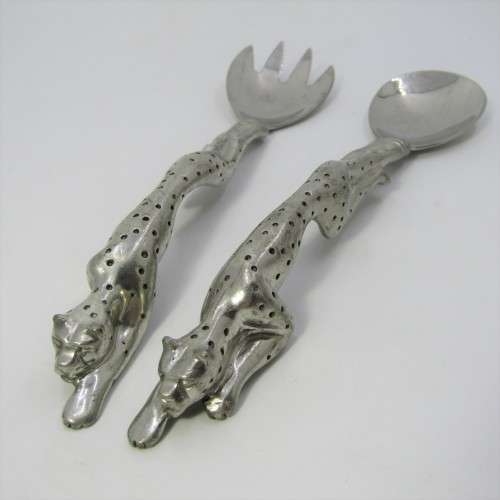 Pair of Diana Carmichael Cheetah salad servers
