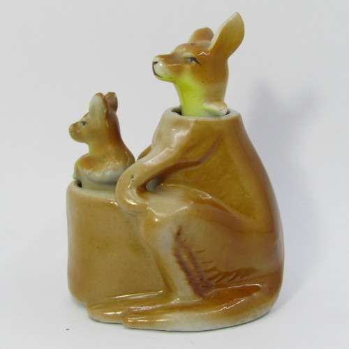 Vintage porcelain Kangaroo salt and pepper shakers