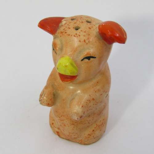 Pair of vintage porcelain pig salt and pepper shakers