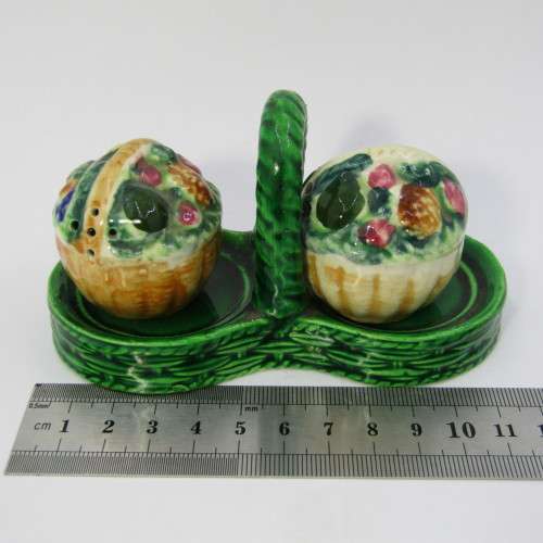 Pair of vintage flower basket salt and pepper shakers