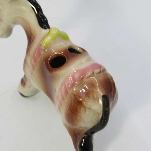 Vintage porcelain donkey with flower basket salt and pepper shakers