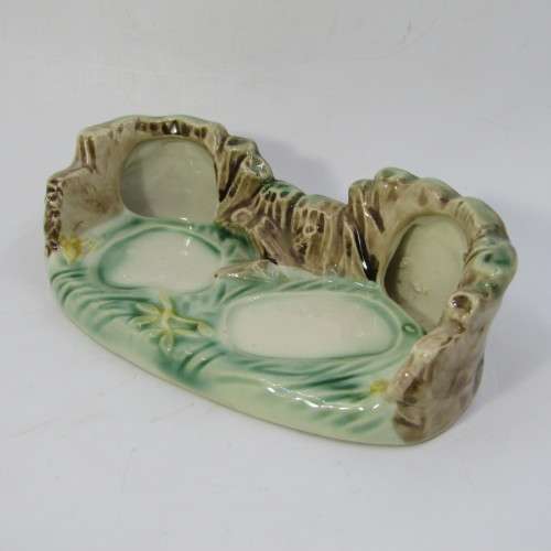 Vintage porcelain squirrels salt and pepper shaker on stand
