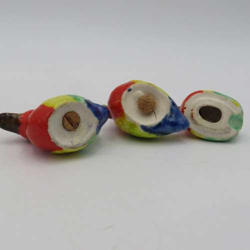 Vintage porcelain 3 ducks sat and pepper shakers - mustard pot bowl missing