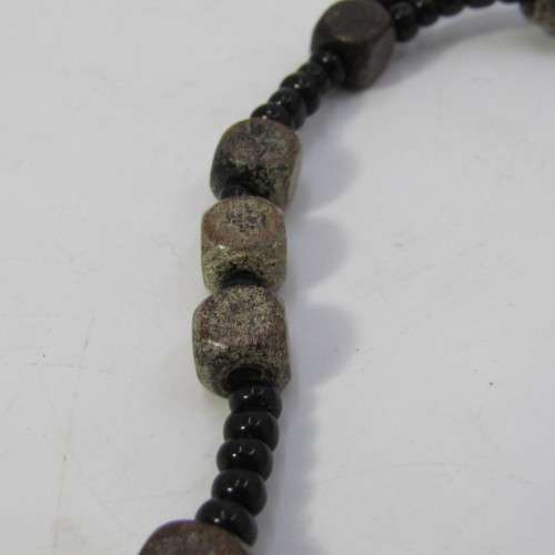 Wood and Bead Rosary necklace with Crucifix pendant - 60cm