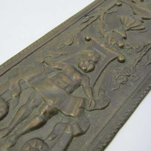 Vintage brass Stork and Baby themed door decor piece