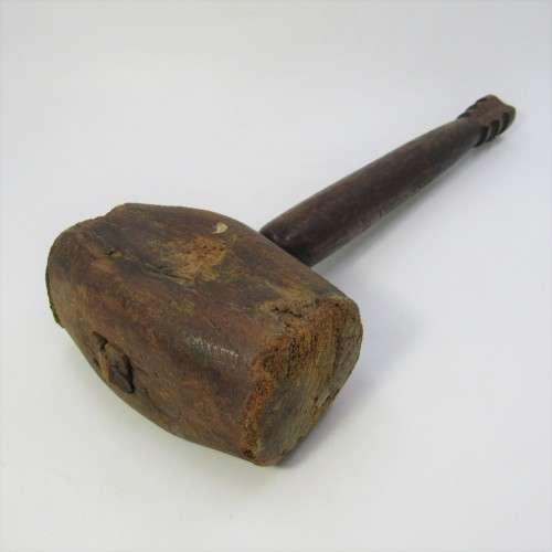 Antique wooden hammer - well used