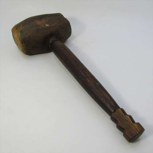 Antique wooden hammer - well used