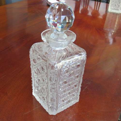 Vintage heavy glass decanter - some chips