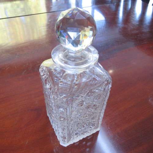 Vintage heavy glass decanter - some chips