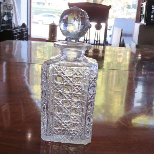 Vintage heavy glass decanter - some chips