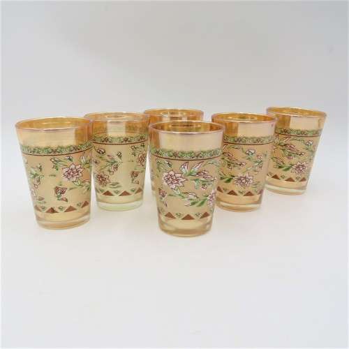 Lot of 6 vintage oriental carnival glass glasses