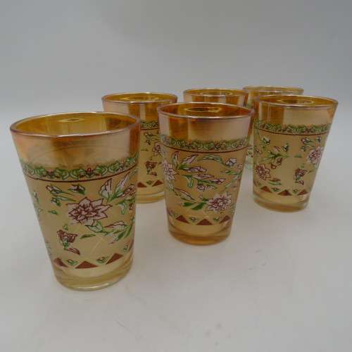 Lot of 6 vintage oriental carnival glass glasses