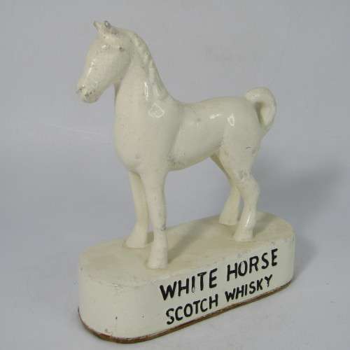 Vintage White Horse Scotch Whiskey horse figurine